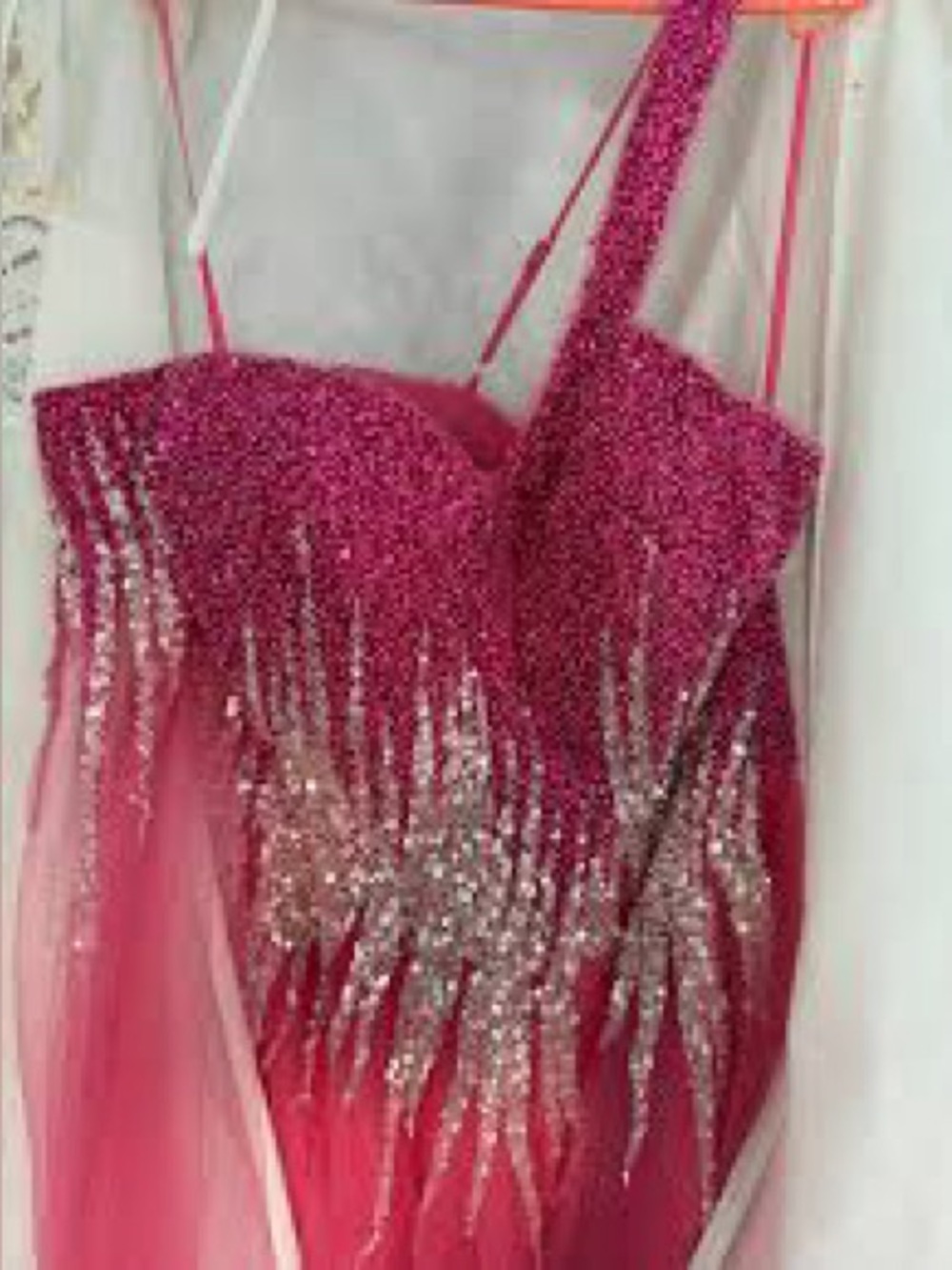 Sherri hill pink chiffon sequin dress sz 8 - Picture 2 of 6